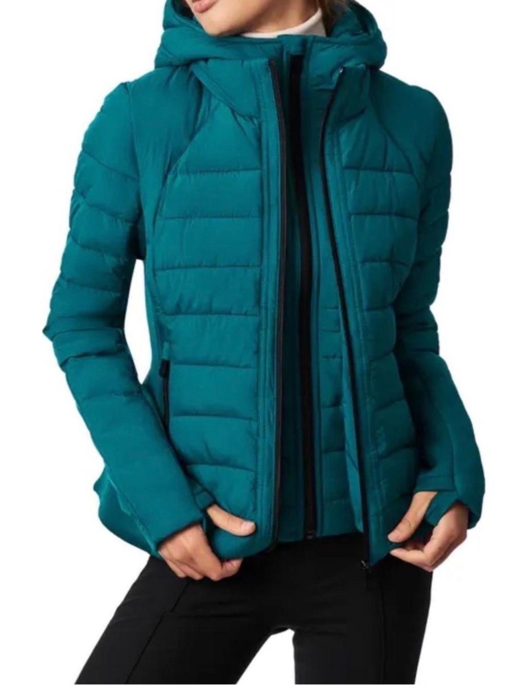 Bernardo Womens Performance Cold Weather Puffer Zip Jacket Teal